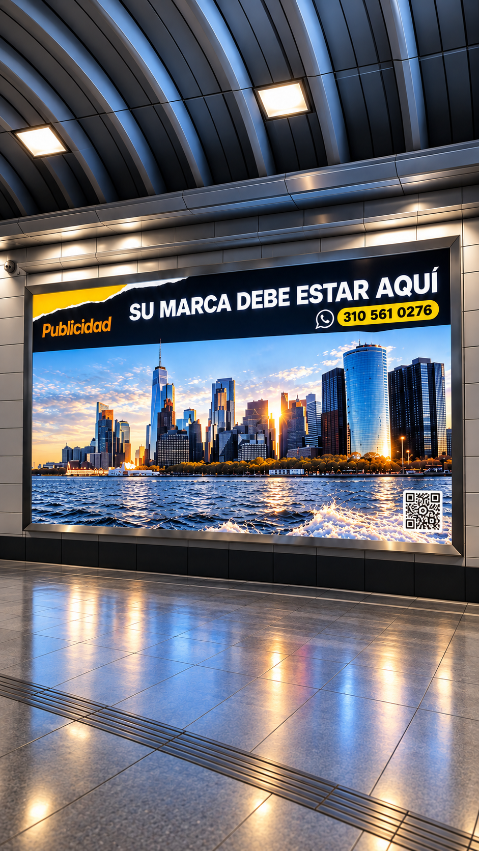 Pantalla LED instalada en espacio comercial